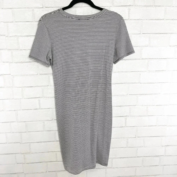 Theory Black & White Striped Twist Front Tee Shirt Dress Women's Size Small - Picture 5 of 7